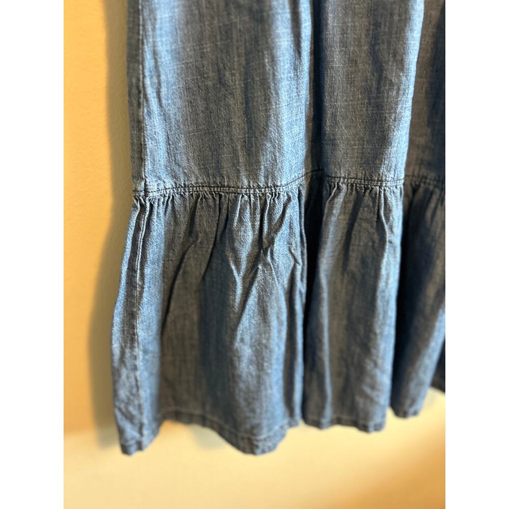 Rachel Parcell Denim Button Front Dress Puff Sleeve Ruffle Hem M - Picture 3 of 9